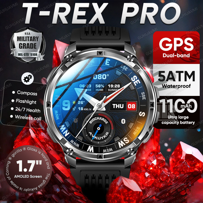 2026 New T-Rex3 Pro 1100Mah Battery Smart Watch Gps Path 5Atm Waterproof Sports Run Tracker Outdoors