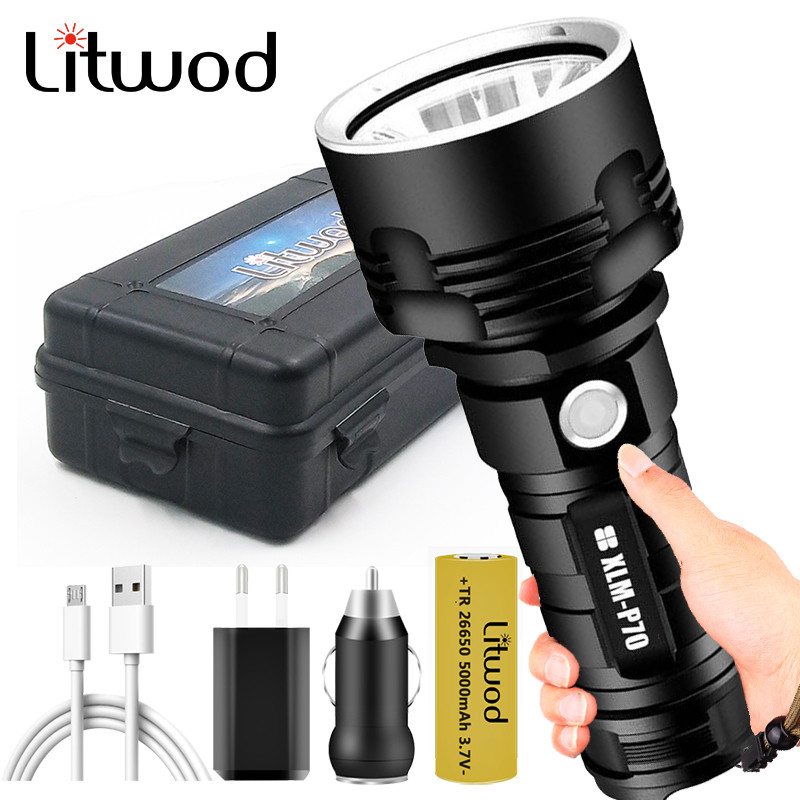 Super Powerful LED Flashlight L2 XHP70 Tactical Torch USB Rechargeable Waterproof Lamp Ultra Bright 