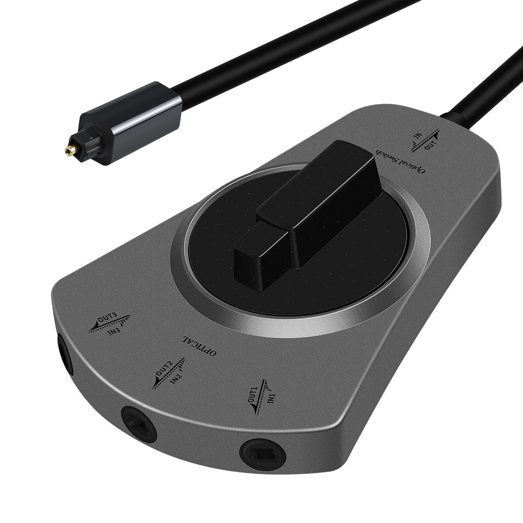 EMK Optical Cable 3-Way Digital Optical Audio Cable 1in 3out Toslink Cable Manual Switch Selector fo