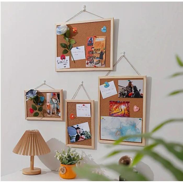 CORK PIN BOARD 60x45 cm PAPAN MADING KAYU FIBRE SERBAGUNA