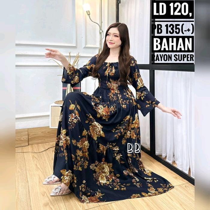 Dress Lily/Daster Kerut Jumbo Lily/Sabrina/ Daster Jumbo Ruffle Kekinian Cantik Lembut Panjang