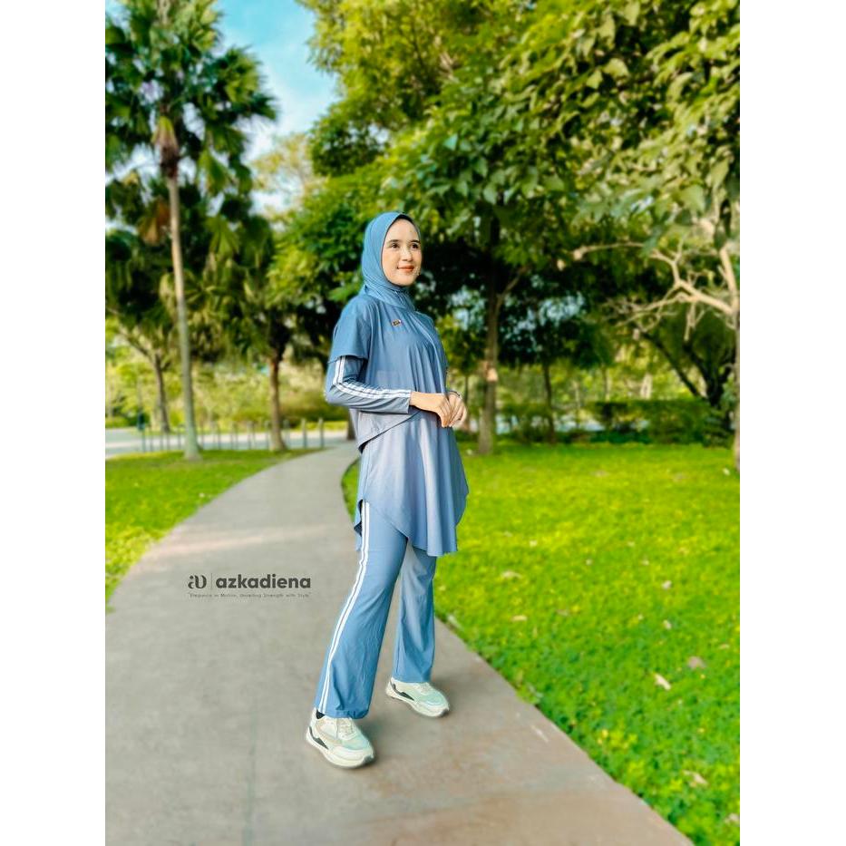 Azkadiena zalika one set sport baju setelan olahraga wanita muslimah set jilbab olah raga cutbray