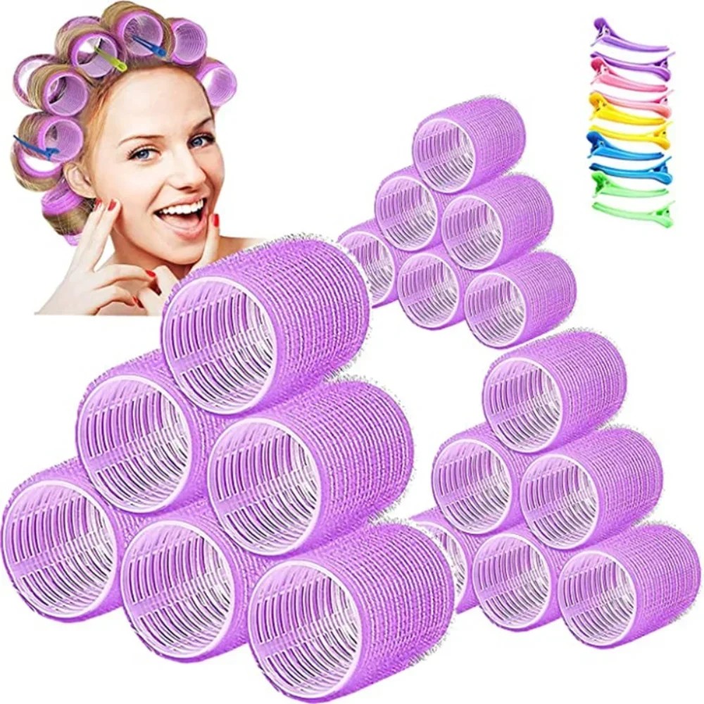 Self-Grip Hair Rollers Heatless Hair Curlers No Heat Hair Bang Volume Self-adhesive Hook &amp Loop