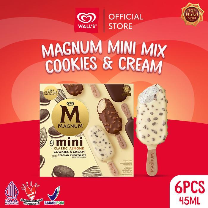 MAGNUM MINI CLASSIC, ALMOND AND COOKIES &CREAM 6X45ML - WALL'S ES KRIM / ICE CREAM