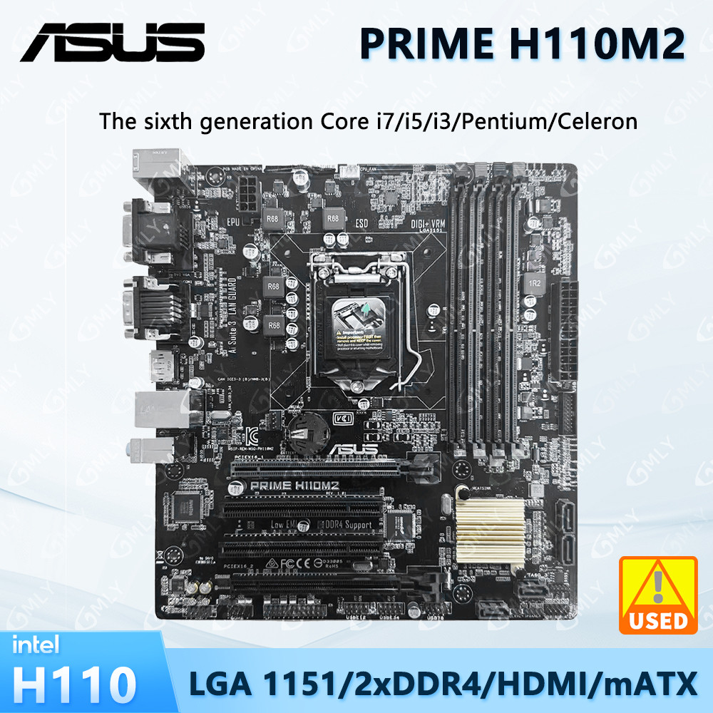 ASUS PRIME H110M2 Intel H110 Micro ATX Motherboard LGA 1151 6th/7th Gen Core Cpu I3 I5 I7 6500 7700