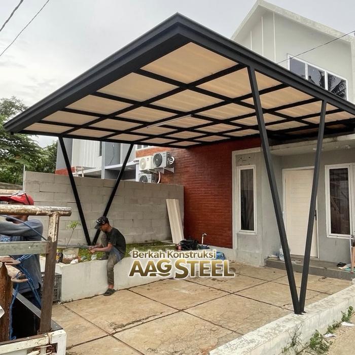 Kanopi alderon rs holo lis frofil dan talang 4x6 dan 4x8 alderon RS single layerd Besi Baja