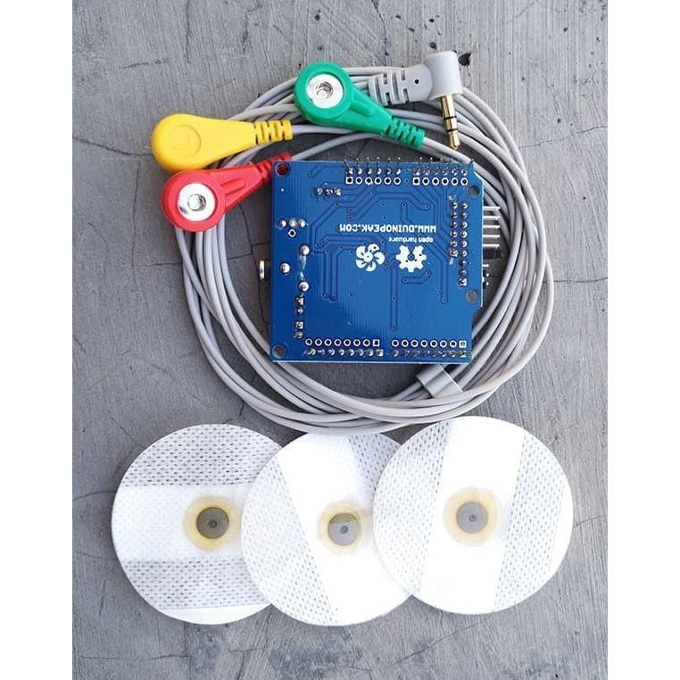 ECG/EKG/EMG SHIELD FOR ARDUINO WITH CABLES AND ELECTRODES