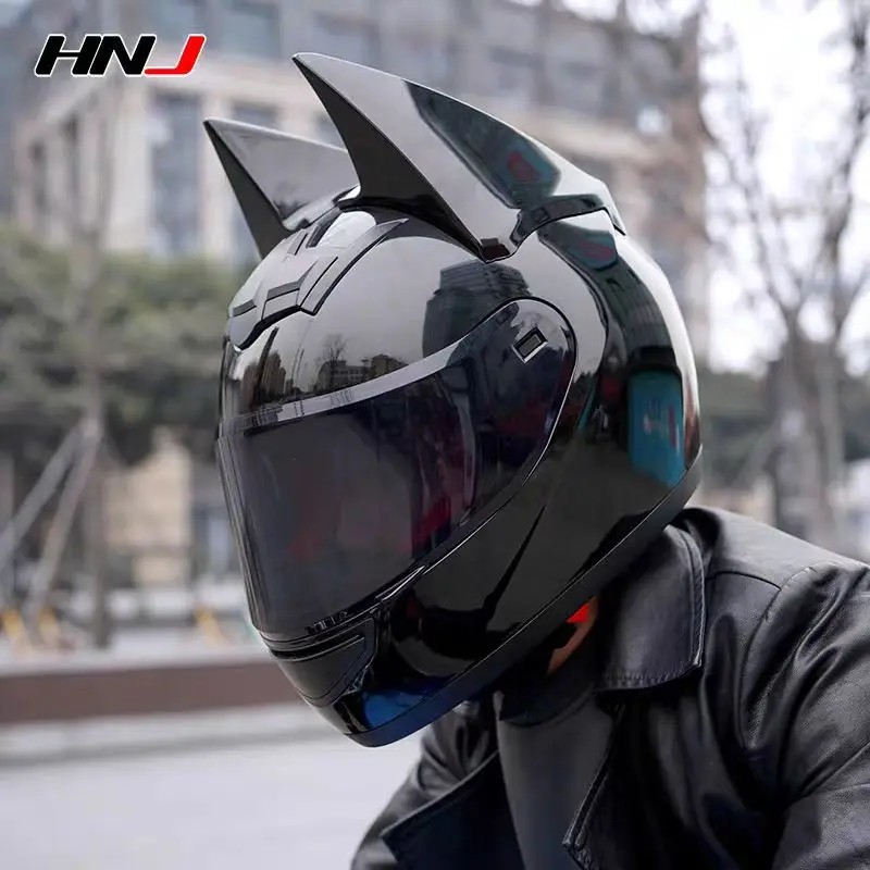 Hnj Motorcycle Helmet Bat Personality Capacetes Full Face Helmet Electric Moto Casco Moto Racing Bat