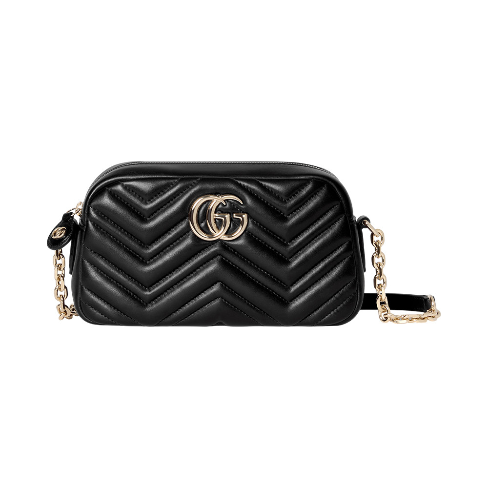 GG Marmont Small Supple Leather Camera Bag Black Ghw