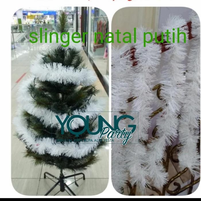Slinger Natal/Hiasan Natal Putih/Tinsel Putih Polos Salju