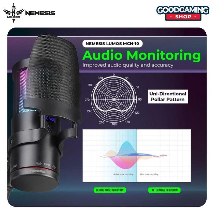 NYK Nemesis Mic Condenser RGB with Noise Cancelling Nemesis LUMOS MCN-10 MCN10 Microphone Mikrofon