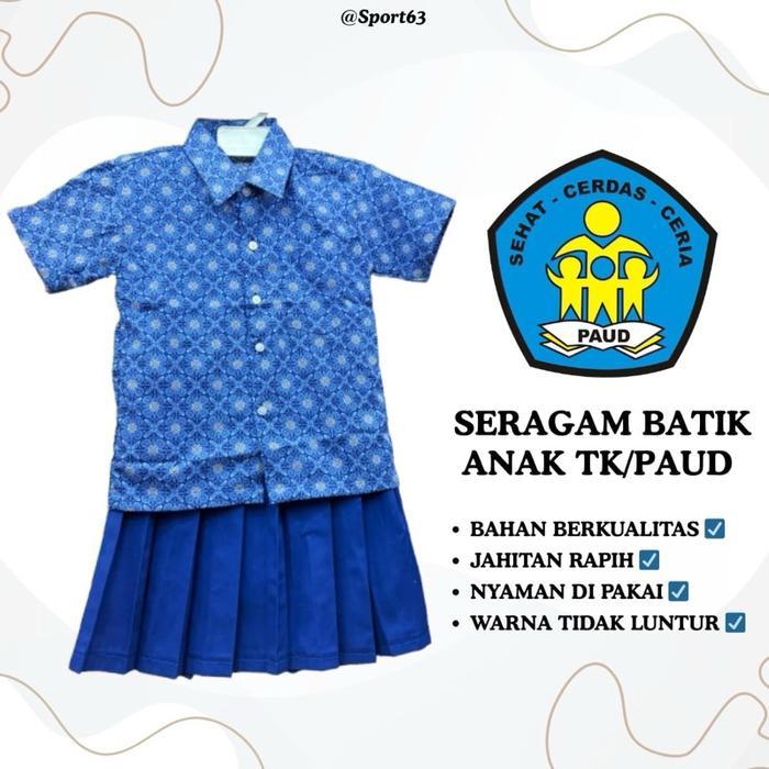 ORIGINAL Seragam batik anak TK/Paud/Satu set seragam batik anak TK/Seragam batik anak tk lengan