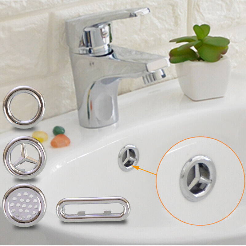 4pcs Sink Overflow Trim Ring Sink Hole Round Overflow Cover Replacement Basin Tidy Overflow Drain