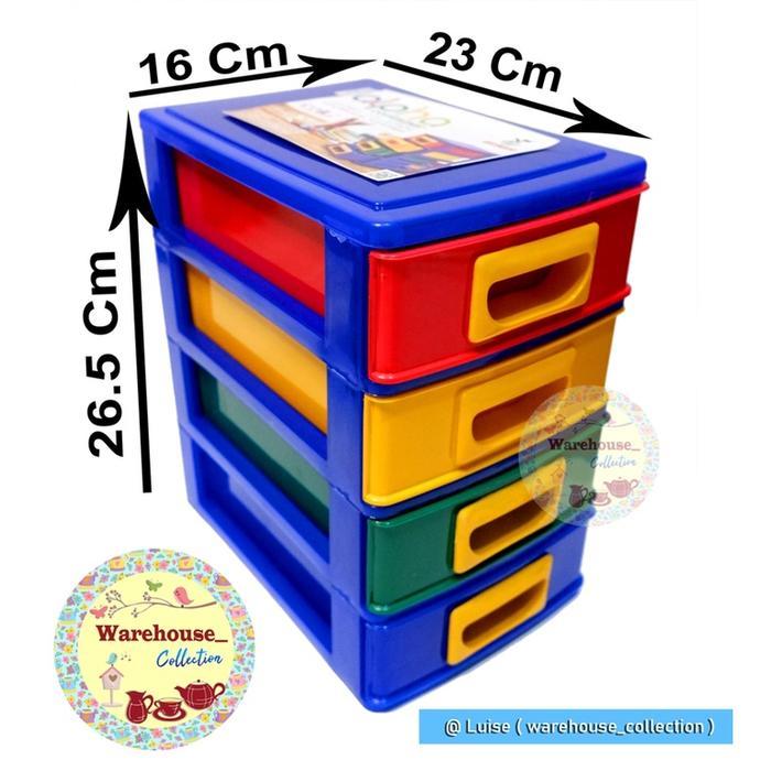Laci Mini Container Medium (M) Susun 4 / Box Tempat Penyimpanan Serbaguna / Laci Alpha M4 Kotak Laci