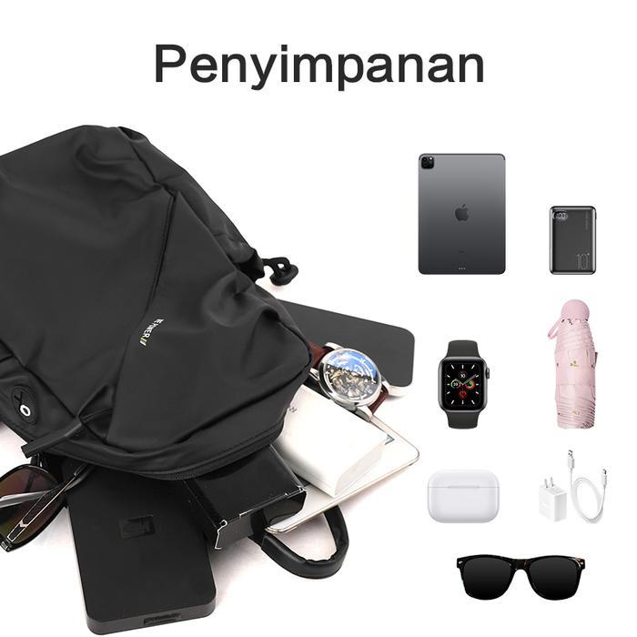 Freeknight Tas Selempang Pria Earphone Hole Slingbag Cowok Anti Air Tas Bahu Model Formal Casual