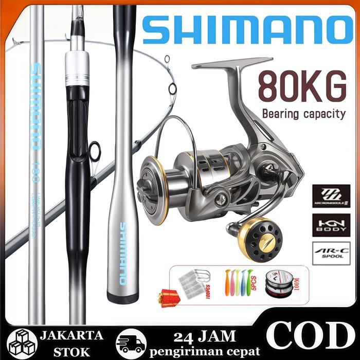 QUALITY Set Alat Pancing Shimano 2025 Baru, Gagang Logam LC1000-7000, Joran Pancing Perak Baru