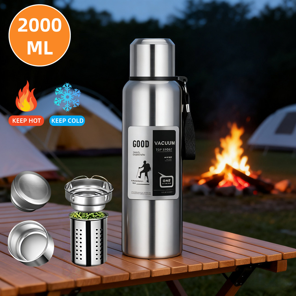 2000ML Large Capacity Cold Thermal Thermos Tumbler Stainless Steel Insulated Water Bottle Insulation
