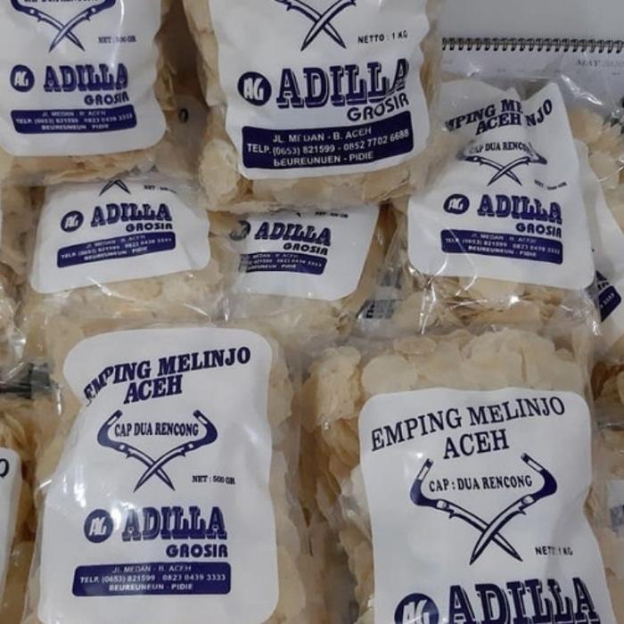 Emping Melinjo Aceh 1Kg, Super Tipis, Cap Dua Rencong Adilla