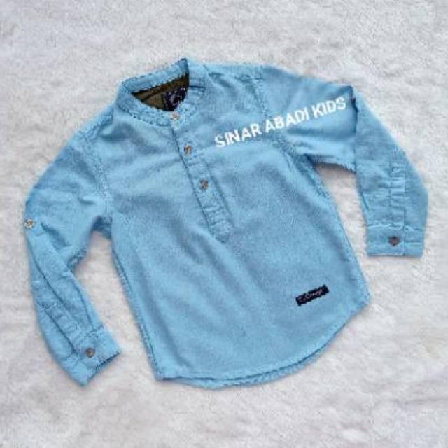 QURLU - KEMEJA KOKO DEWASA/ANAK WARNA BABY BLUE (BISA COUPLE AYAH ANAK)