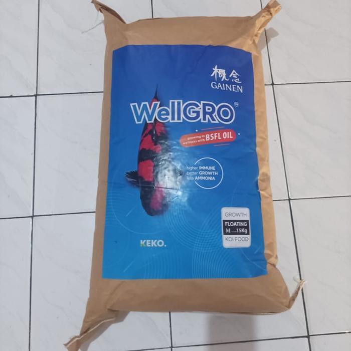 PELET IKAN KOI KEKO ORIGINAL GAINEN WELLGRO WELLRED FLOATING TYPE 15 KG