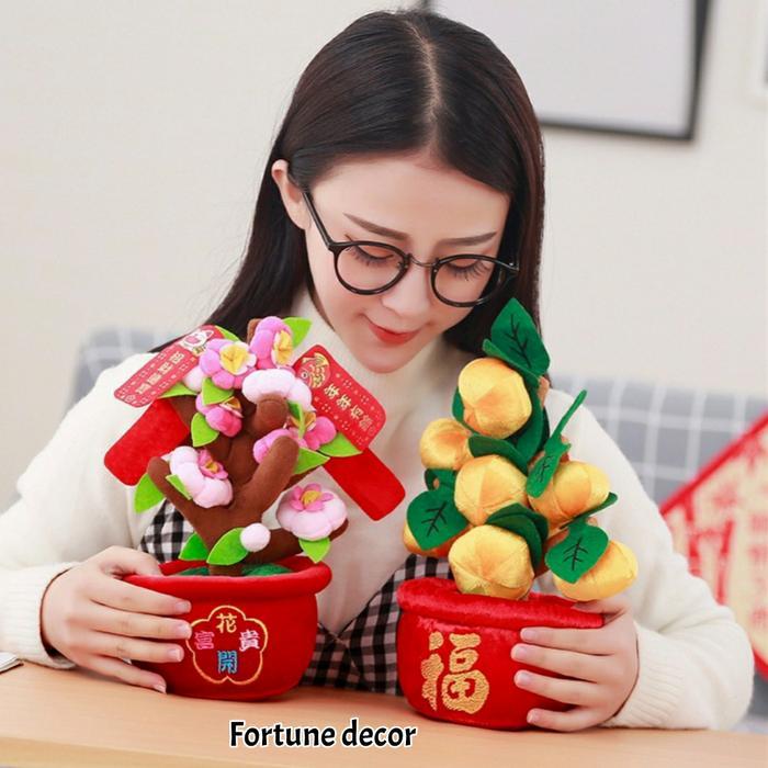 Osraam Christmas - Pajangan Meja Imlek Boneka Meihua Jeruk Hiasan Chinese New Year