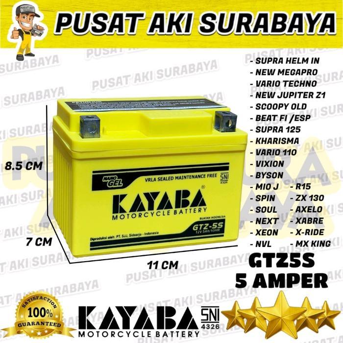 PUSAT AKI SURABAYA ACCU KAYABA GTZ5S AKI KERING SIAP PAKAI 12V 5AH HONDA MATIC BEAT ECO BEAT Fi