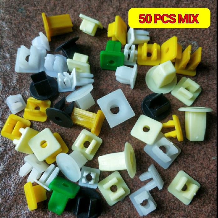 50 PCS MIX Screw Grommet Nut Clips Universal - Klip Plastik Dudukan Baut Sekrup Mobil Campur Ukuran