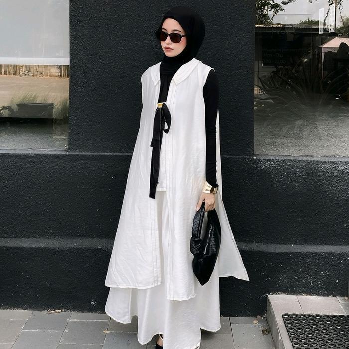 Ready Vanila Dres Set 2In 1 Rok+Rompi Biroloutfit/Setelan Dres + Rompi Katun Nyaman Wanita Cantik