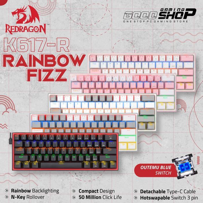 Redragon 60% RAINBOW FIZZ K617 R Mechanical - Gaming Keyboard