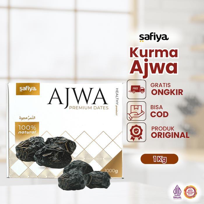 Safiya Kurma 1 Kg Sukari Ajwa Tunisia Tangkai Premium Manis Lembut