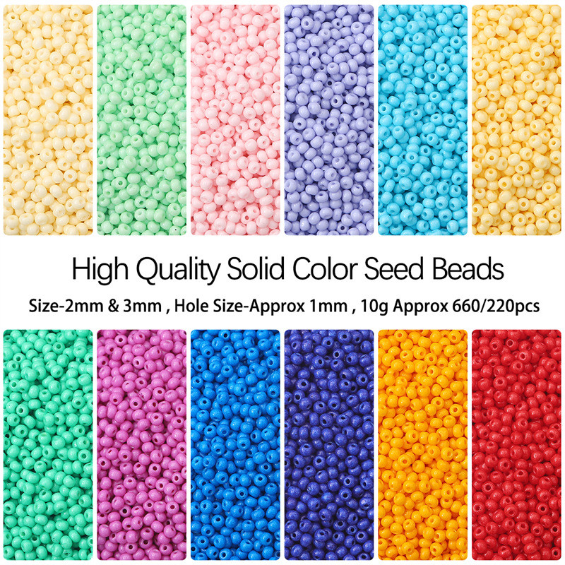 Uniform Smooth Glass Seed Beads Miyuki Japanese Style 2mm/3mm Solid Color Seed Beads for DIY