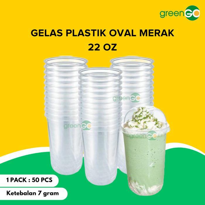 GELAS PLASTIK 22OZ OVAL MERAK GELAS MINUM POP ICE GELAS BOBA