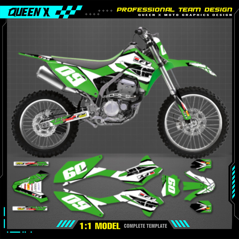 Queen X MOTOR Custom Team Motorcycle Graphics Decals Stickers Kit For Kawasaki KLX300R KLX 300R 2020