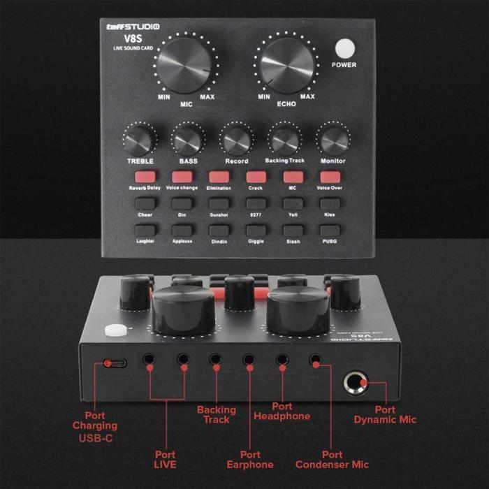 TAFFSTUDIO BLUETOOTH AUDIO USB EXTERNAL SOUNDCARD LIVE BCAST - V8S ORIGINAL QUALITY
