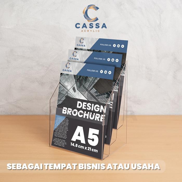 Rak Tempat Brosur A5 3 Susun Akrilik