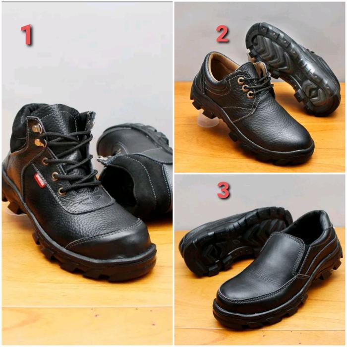 Aerostreet - Saffety Shoes Kerja Pria Wanita Ujung Besi Spbu Industri Kontraktor Bahan Kulit Sapi