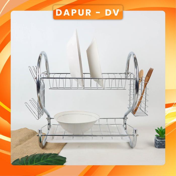 Rak piring dan gelas 2 susun - Rak Piring Stainless Steel