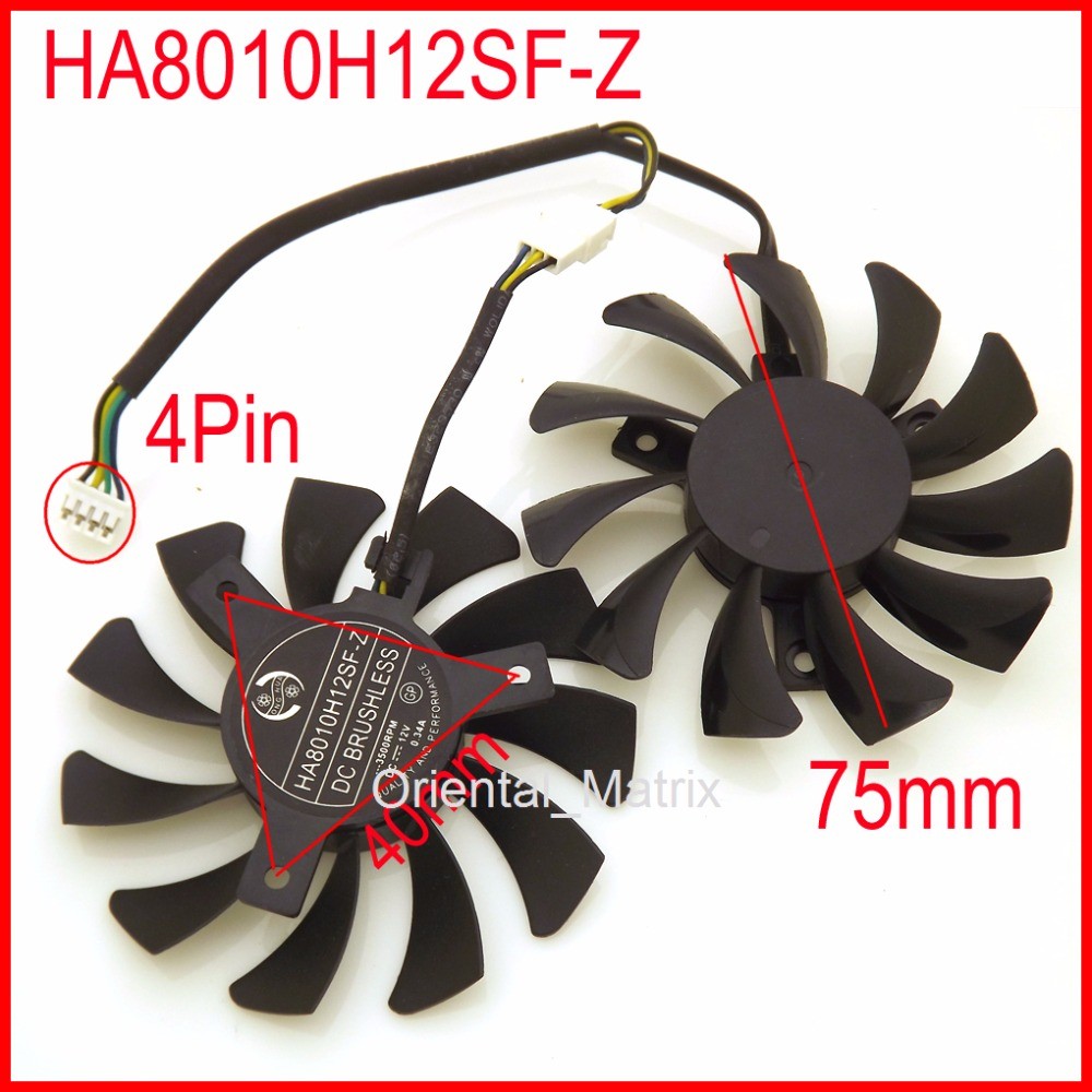 HA8010H12SF-Z 12V 0.34A 75mm 4Wire 4Pin For Dataland HD7750 HD7770 Graphics Card Cooling Fan