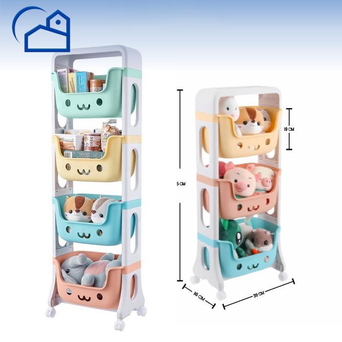 Homestation - Rak Mainan Anak 4 Susun / Rak Lucu Anak Penyimpanan Mainan 3 Susun / Rak Penyimpanan