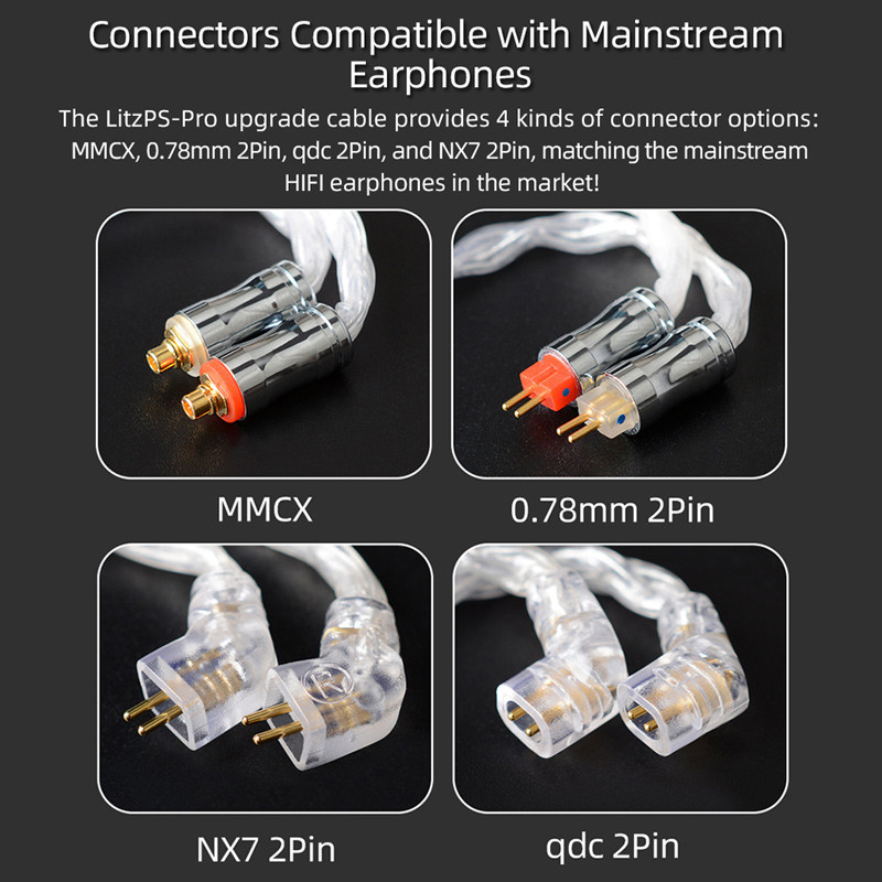 NICEHCK LitzPS-Pro 8 Core 4N Litz Pure Silver Earphone Cable 3.5mm/2.5mm/4.4mm MMCX/QDC/0.78 2Pin