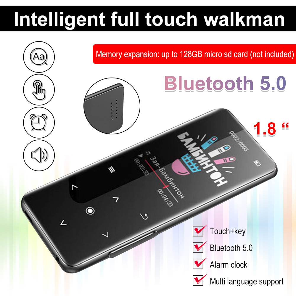 Touch MP3 MP4 Music Player Compatible Bluetooth 5.0 Fm Radio Video Player Ebook Hifi Player Walkman