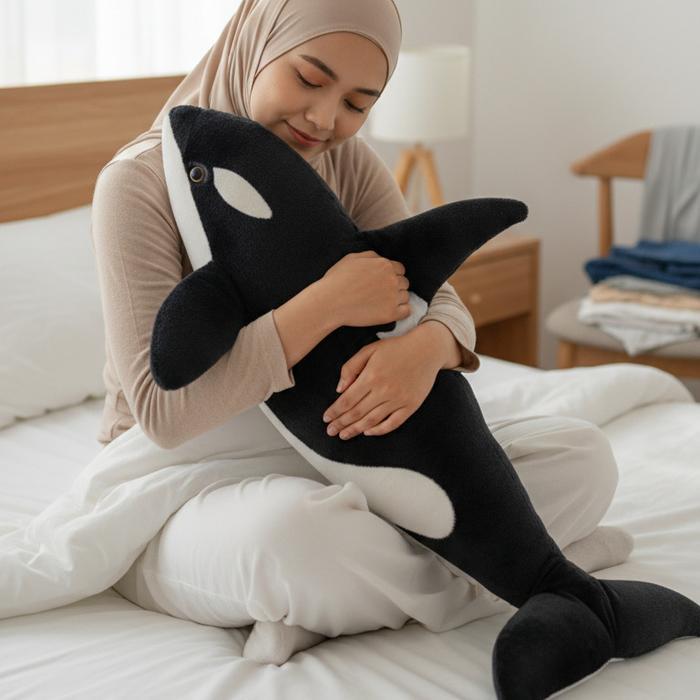 Miniso Toys - Boneka Paus Orca 80 Cm Karakter Animal Boneka Mainan Hiu Bantal Lembut Anak Boneka