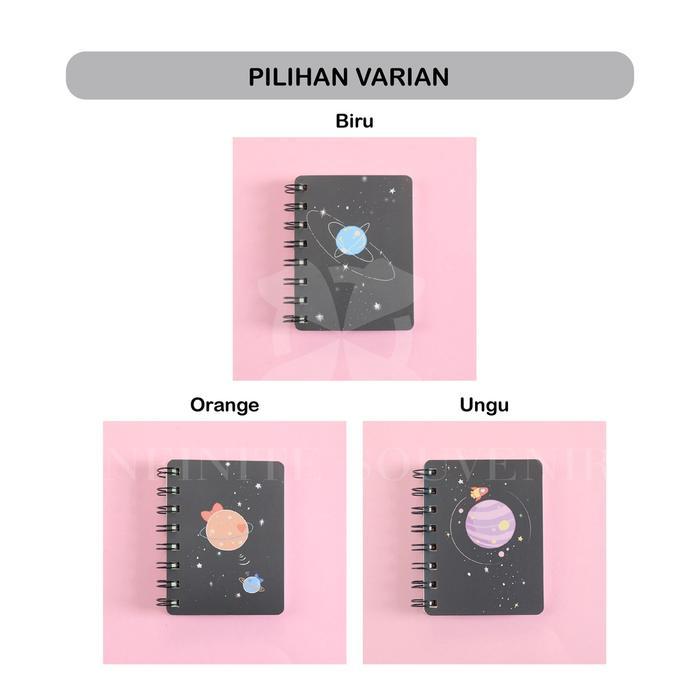 "New" Notebook Ring A7 Galaxy Hitam / Buku Catatan Mini Isi 80 Lembar / Note Book Kecil Kertas Polos