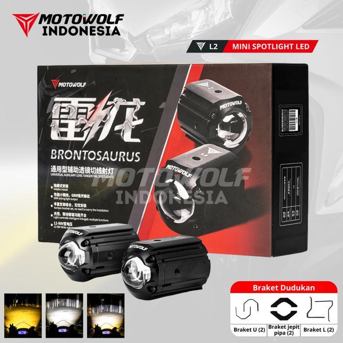Motowolf Brontosaurus Lampu Sorot Motor Mini D2 Intelligent Light Sensor L2