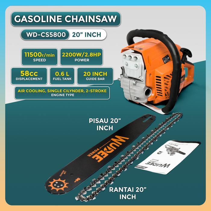 MESIN GERGAJI potong KAYU / gasoline Chainsaw