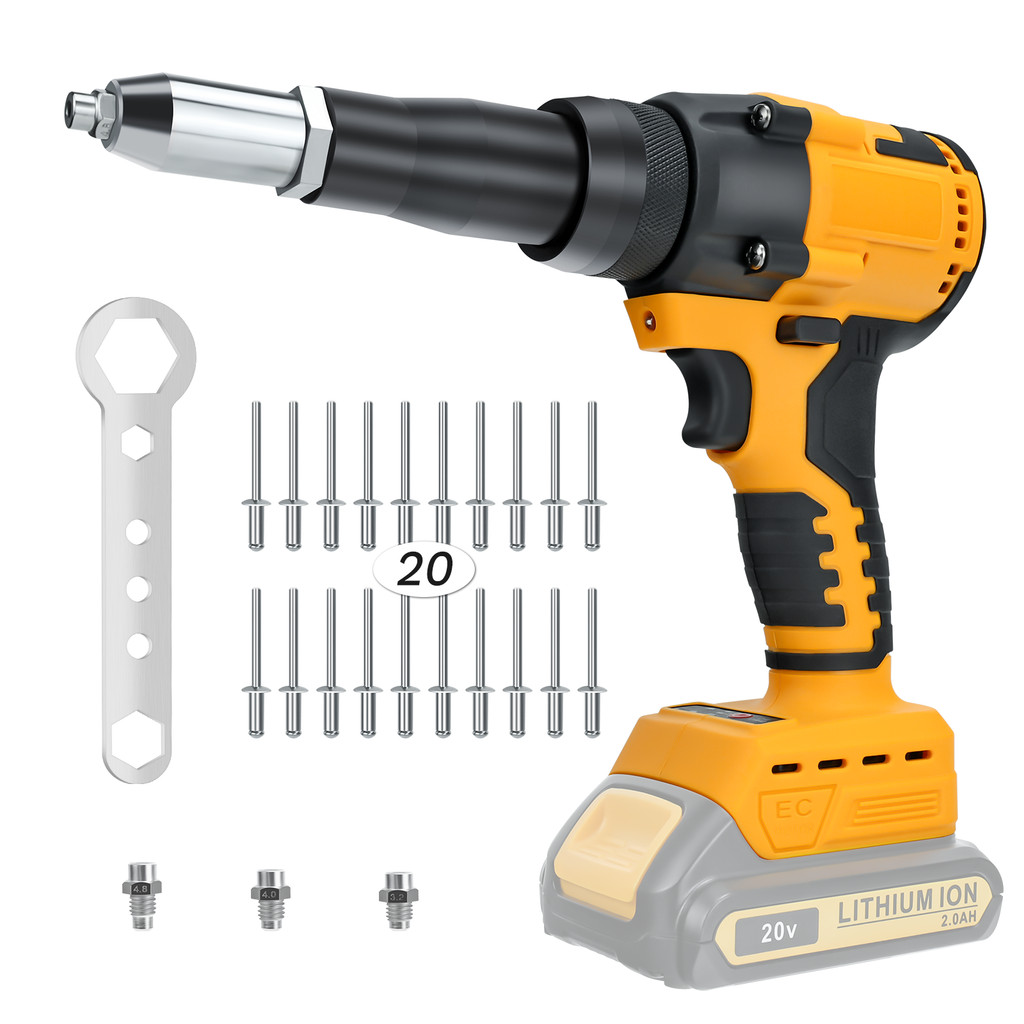 Cordless Rivet Gun 2.4-4.8mm Brushless Rivet Nut Gun Drill Insert Electric Riveting Tool for Dewalt