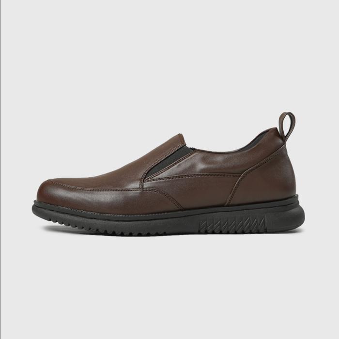 Sedia Smith Brown Sepatu Slip On Loafers Formal Kulit Pantofel Coklat