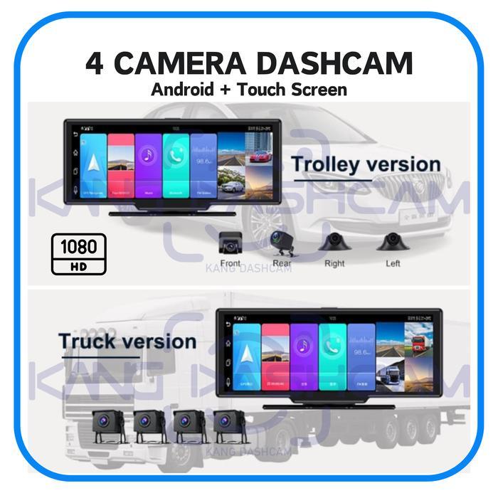 Ready Dashcam 4 Kamera + GPS Tracker 4G + Android untuk Mobil / Truk