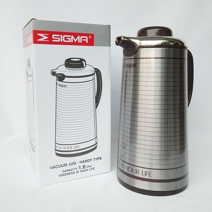 Sigma Termos Air Panas Kaca 1.9 Liter Stainless Steel Tabung Vacuum Jug Silver Brown Termos Tuang