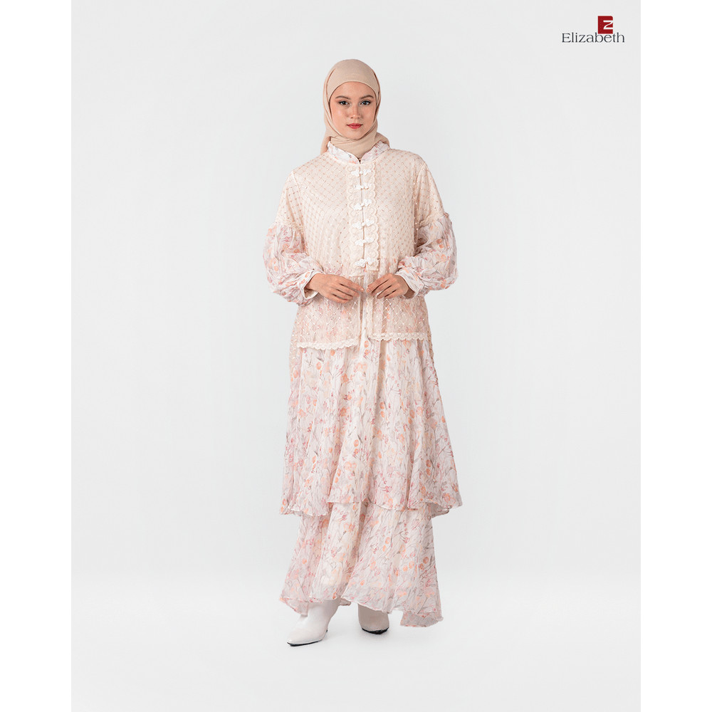 Elizabeth Clothing - Gamis Floral Vest Brokat 0559-3128